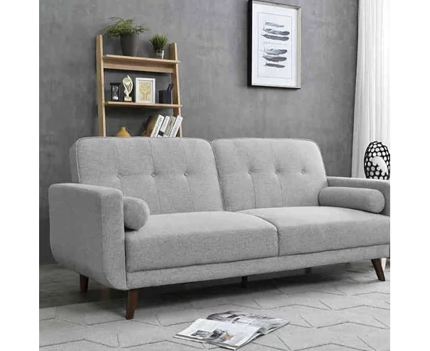 EVELYN Three Seater Sofa Bed/Polyester upholstery/Rubberwood legs/Grey