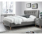 Rossetti Grey Fabric Queen Size Bed Frame/Timber Legs