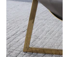 Chidori Grid Fabric Down Filled Cushion PU Leather Single Sofa/Armchair