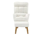 Oikiture Swivel Recliner Armchair Lounge Ottoman Accent Chair With Stool Sherpa White