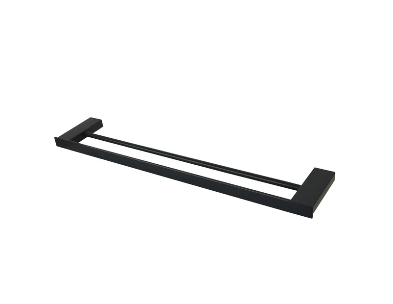 Double Towel Rail 60cm Rack Bar Holder Bathroom Accessories Black