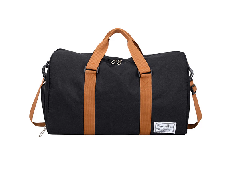 Sports Gym Bag With Shoe Compartment&Wet Pocket,Travel Duffel Bag,Weekend Bag,Black