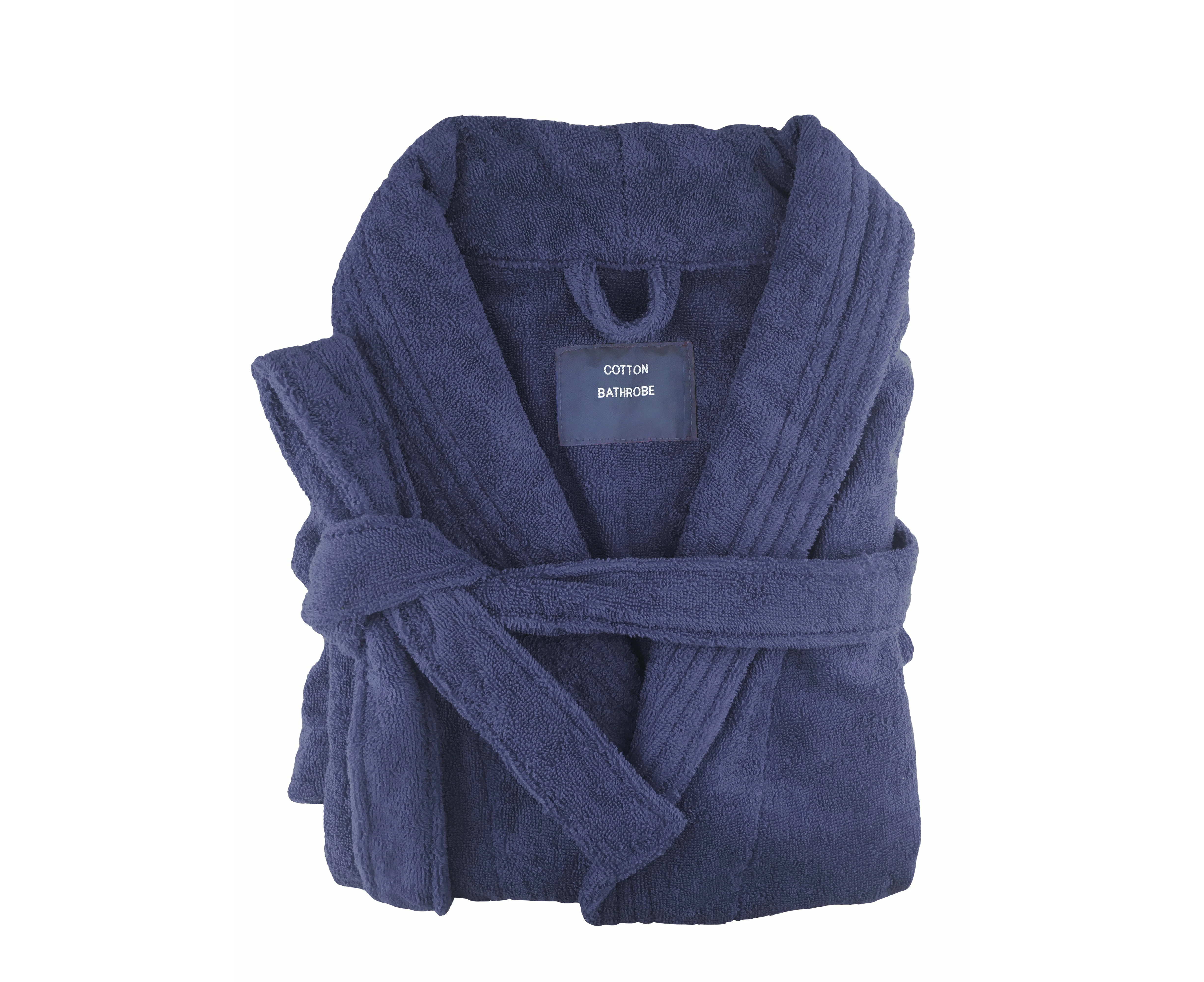 Softouch Small/medium Egyptian Cotton Terry Toweling Bathrobe - Navy