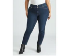 BeMe - Plus Size - Womens Jeans -  Double Button Skinny Fit Jeans - Blue