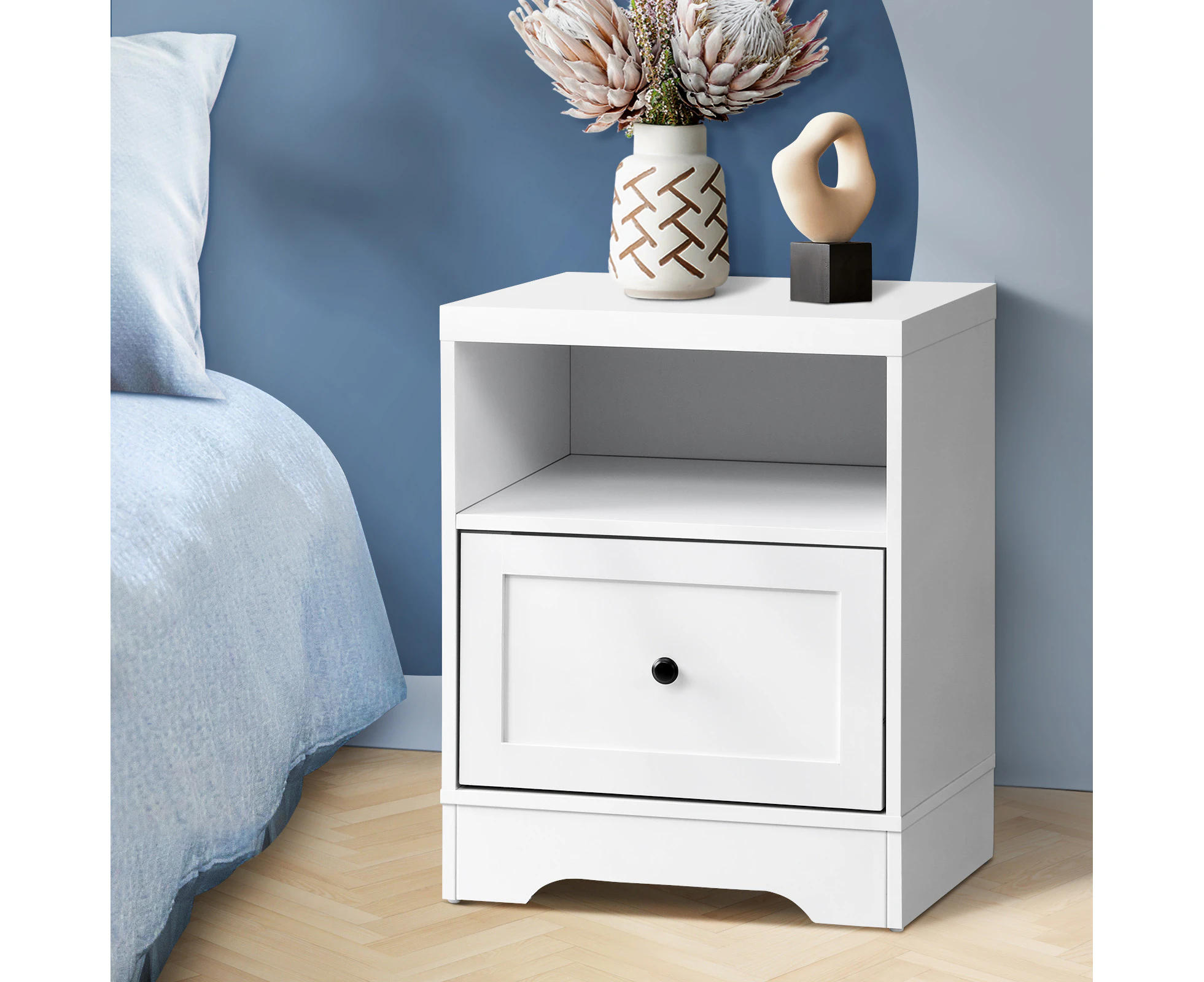 Oikiture Bedside Tables Drawers Bedroom Hamptons Furniture Storage Cabinet