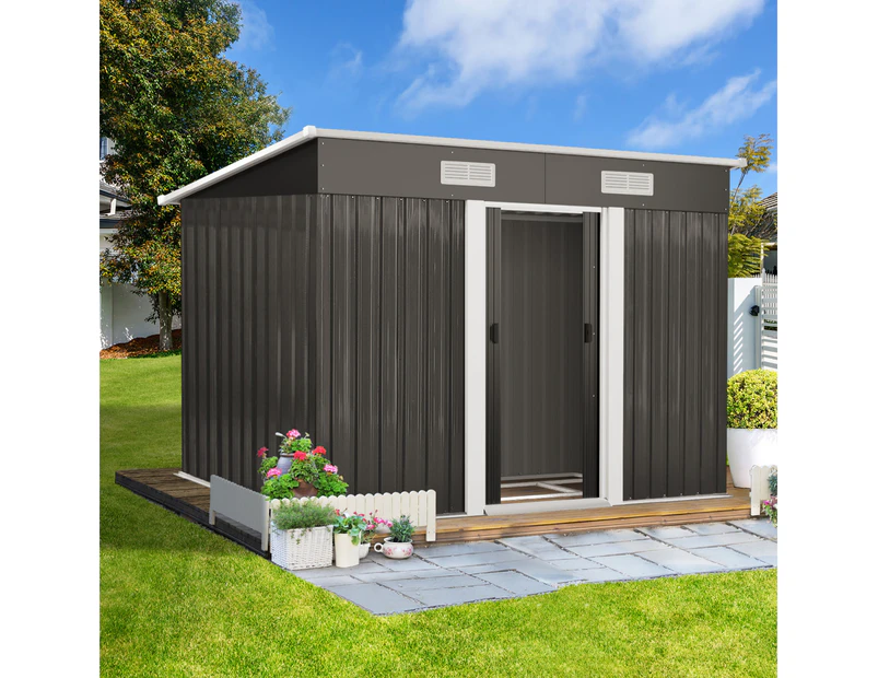 Livsip Garden Shed Outdoor Storage Sheds 2.38x1.31M Workshop Cabin Metal Base