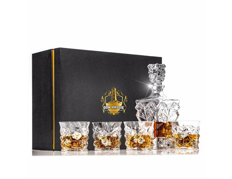 Don Vassie Luxury Whisky Decanter Set with 4 Glasses-DAINTREE RAINFOREST