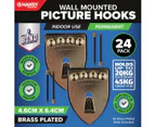 Handy Hardware 24PCE Picture Hooks Brass Plated Holding Capacity 20-45kg