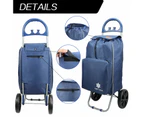 Foldable Shopping Trolley Cart Grocery Basket Market Luggage Bag Wheels Carts - Grey
