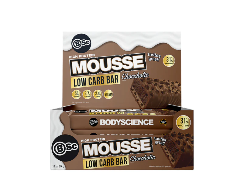 Body Science BSc High Protein Low Carb Mousse Bar [Box of 12] 5 Flavours - Chocoholic