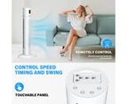 ADVWIN Tower Fan Portable Oscillating Bladeless with 3 Speeds, Timer and Remote Control, White