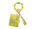 Luminous Silicone Keyring Bracelet Beaded Wrislet Keychain for Women Girl Card Wallet Car Keys Chain Holder Bangle Key-Color-Green