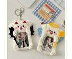 Plush Photo Card Holder with Keychain Devil/Angel Photo Sleeve Kpop Photocard Holders Student Card Holder Bag Pendant-shape-Angel