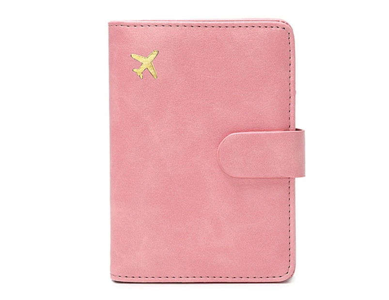 PU Leather RFID Blocking Passport Holder Covers Travel Credit Card Wallet for Women Men Passport Cover-Color-Pink