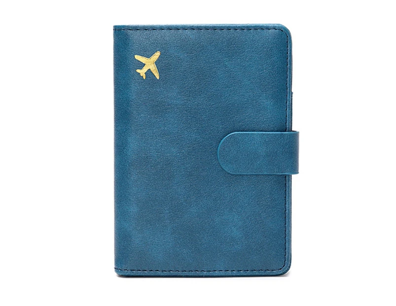 PU Leather RFID Blocking Passport Holder Covers Travel Credit Card Wallet for Women Men Passport Cover-Color-peacock blue