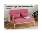 ALFORDSON Wooden Armchair 2 Seater Sofa Fabric Pink