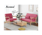 ALFORDSON Wooden Armchair 2 Seater Sofa Fabric Pink