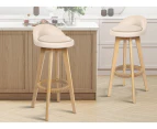 ALFORDSON 2x Kitchen Bar Stools Liam Wooden Swivel Bar Stool Chairs Beige