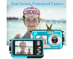WIWU Waterproof Digital Camera Underwater Camera Full HD 2.7K Dual Screens Camera-Blue