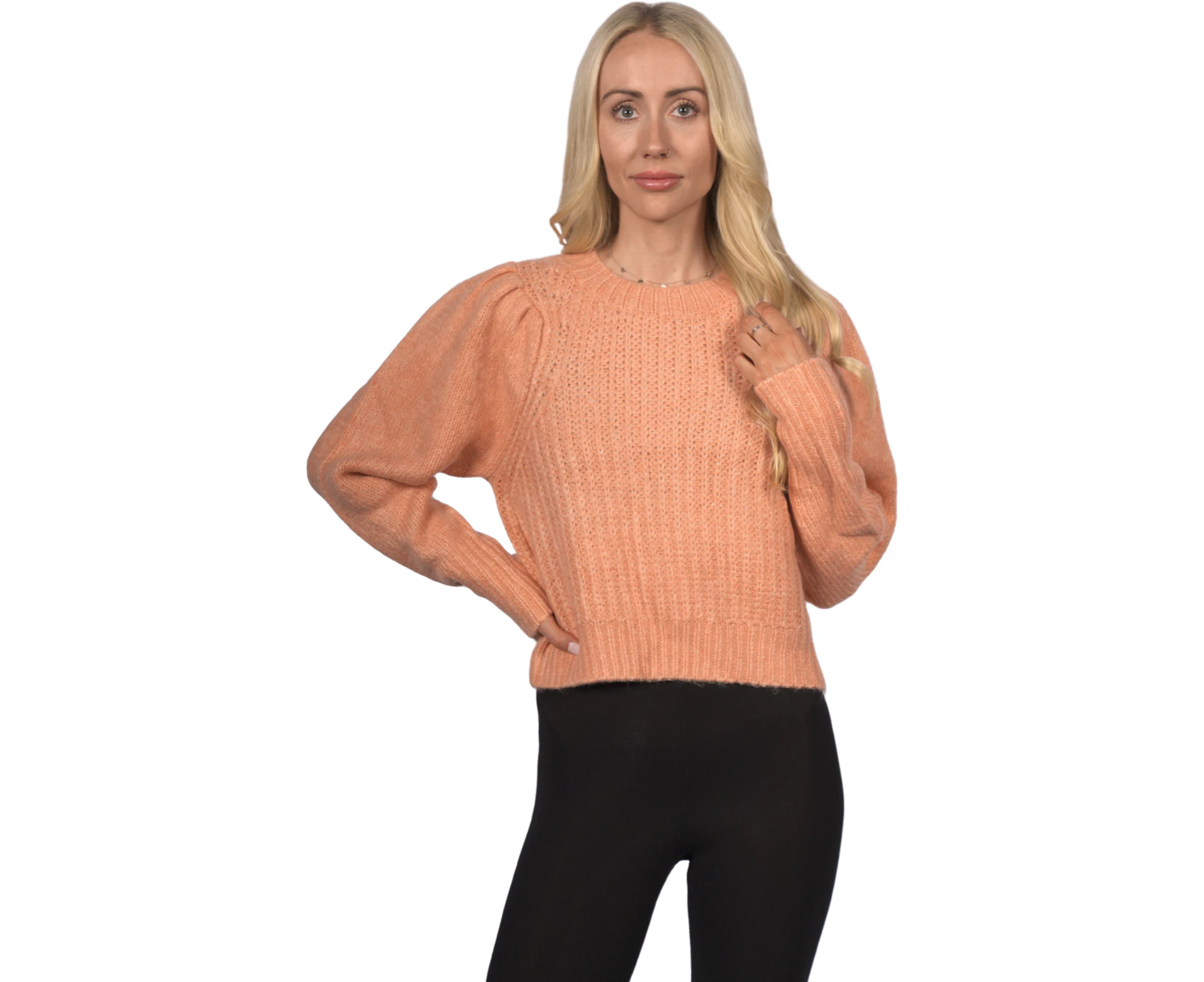 Topshop Women's Pleat Sleeve Crop Pullover - Orange