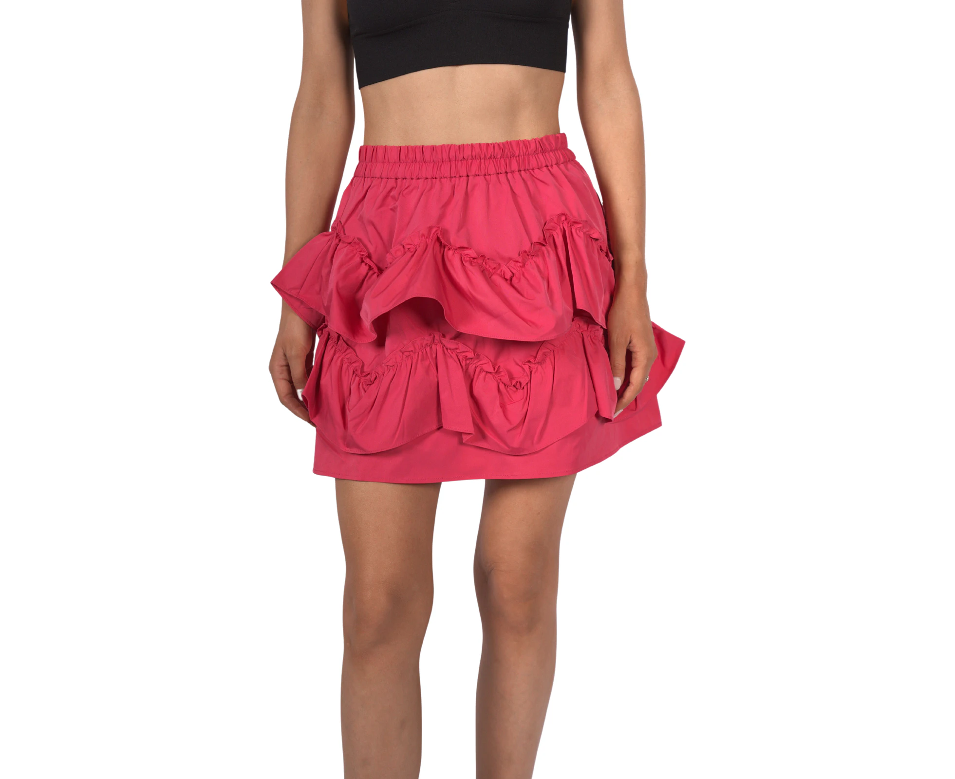 Topshop Women's Taffeta Ruffle Mini Skirt - Pink