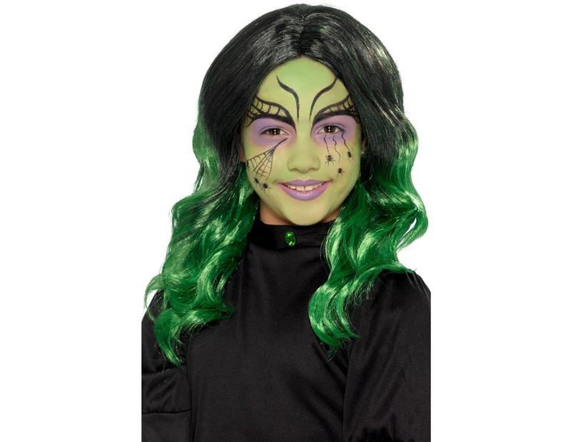 Wicked Witch Girls Curly Green Halloween Wig Girls