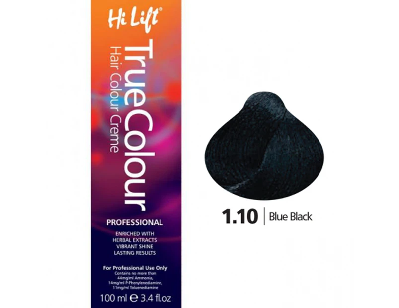 Hi Lift True Colour Permanent Hair Color Cream 1.10 Blue Black 100ml