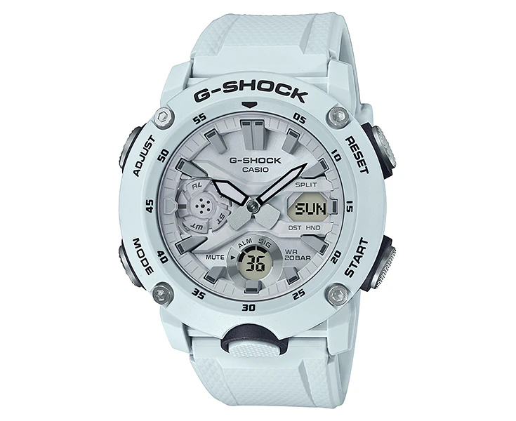 Casio G-SHOCK Carbon Core Resin White Dial Men's Watch - GA2000S-7A