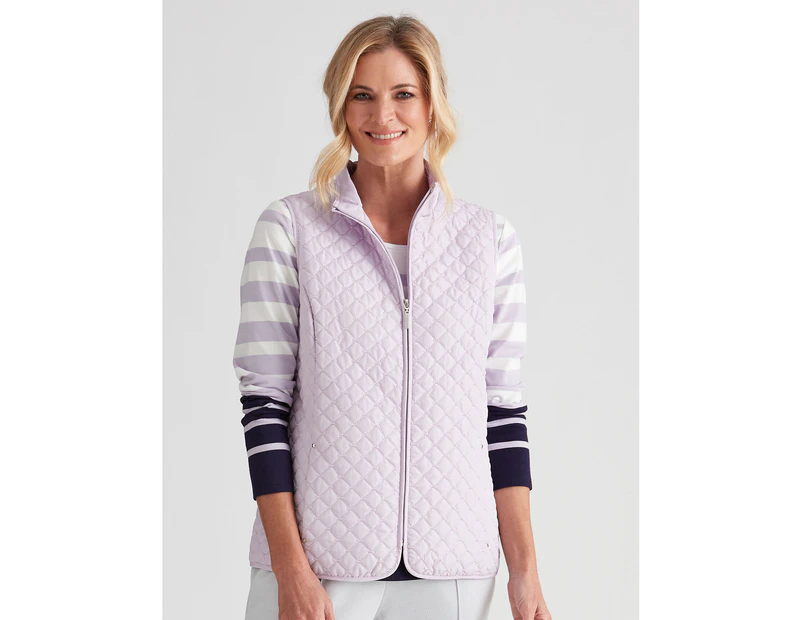 Noni B - Womens Regular Vest - Pink Winter Jacket - Embroidered Puffer - Casual - Sleeveless - Orchid Petal - Gilet - Padded Work Wear Office Clothing - Pink