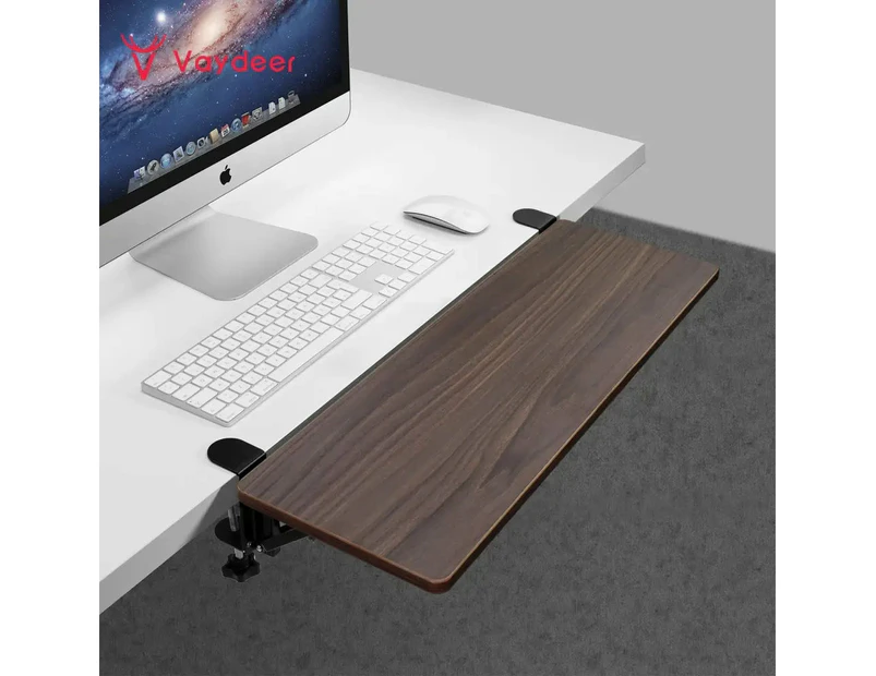 Walnut Wooden Desk Extender Ergonomic Design Large Space Foldable Structure Clamp On Keyboard Tray Elbow Arm Support