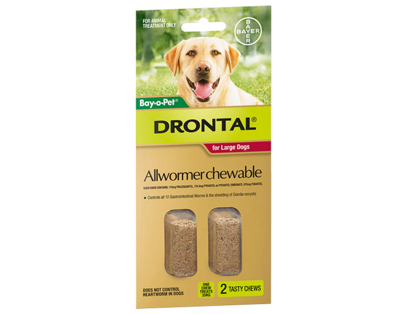 Drontal Allwormer Chews For Dogs 10-35kg 2pk