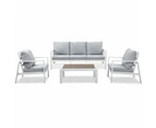 Florence 5 Seater White Aluminium Sofa Lounge Set Light Grey Cushion