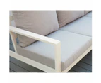 Florence 5 Seater White Aluminium Sofa Lounge Set Light Grey Cushion