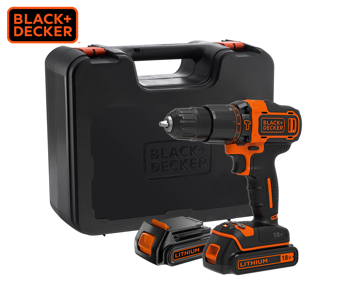 Black Decker 18V Cordless 2 Speed Hammer Drill w 2 x Batteries