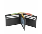 Men's Genuine Leather Bi-fold Wallet RFID Blocking - Black