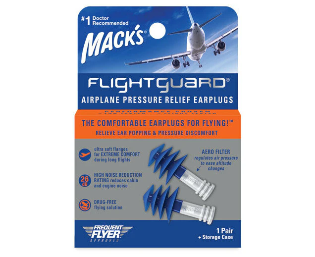 Mack's Flightguard Airplane Pressure Refief Reusable Ear Plugs With Storage Case