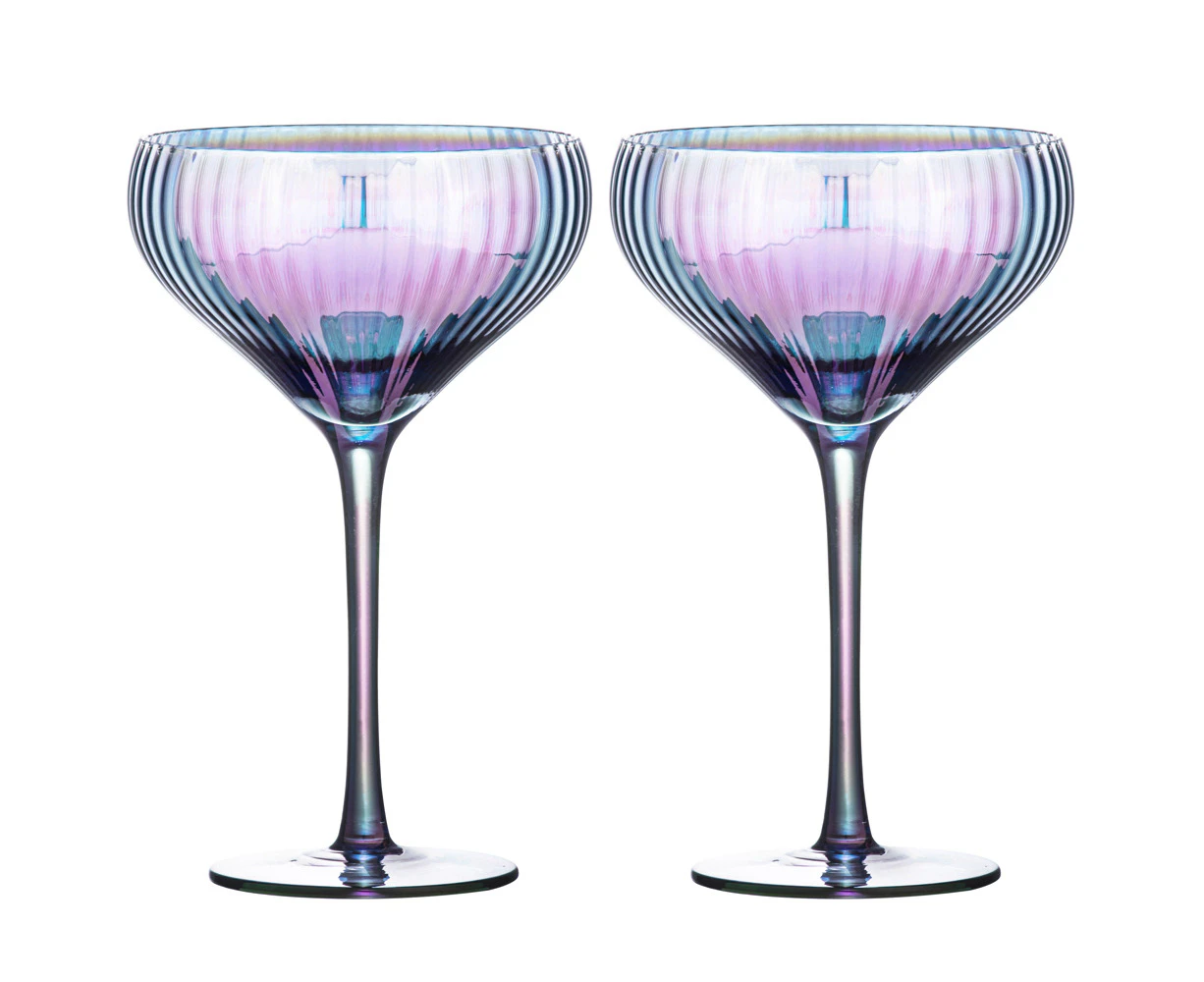 2pc Tempa Thalia 360ml Crystal Cocktail Glass Martini Coupe Glasses Black Pearl