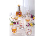 Ashdene Pressed Flowers Double Walled Glass Mug Cup w/ Stainless Steel Infuser