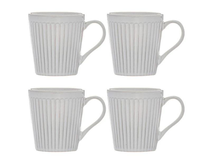 4pc Ladelle Marguerite Stoneware Drink Mug 400ml Set 13.5x10x10.5cm White