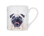 2x Ashdene Paws & All 380ml Mug Coffee Drinking Cup New Bone China w/Handle Pug