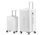 Tabibito 20" 26" Luggage Suitcase USB Port Cup Holder Side Hook Spinner Wheel White