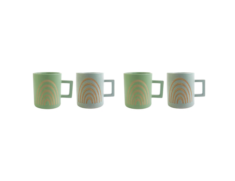 2x 2pc Urban 10cm Shae Rainbow Ceramic Mug Coffee/Tea Drinking Cup Green/Blue