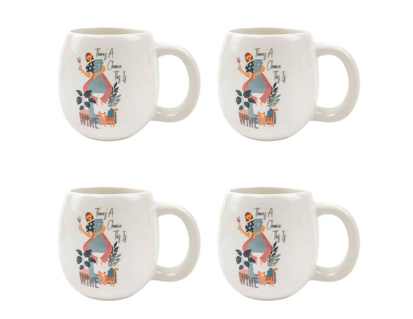 4x Urban 10cm Theres A Chance This Is Wine Ceramic Mug Coffee/Tea Drinking Cup