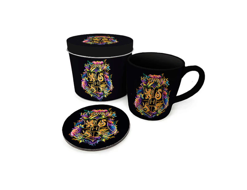 Wizarding World Harry Potter Floral Crest Themed Coffee Mug Drink Cup Gift Set