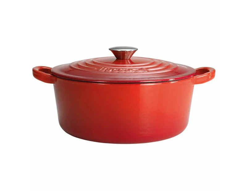 Baccarat Le Connoisseur Round /6.3L Cast Iron French Oven with Lid Size 29cm/6.3L in Red