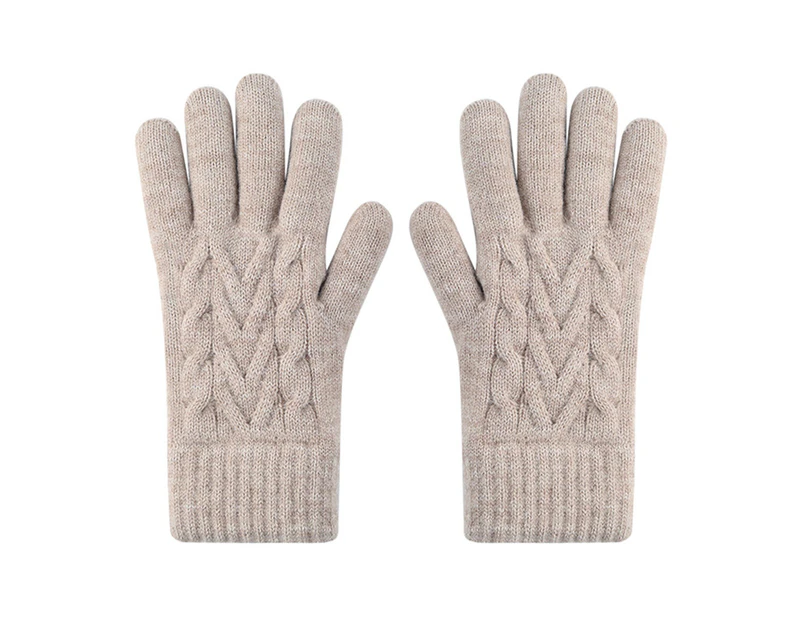 Star Winter Gloves For Women Warm Knit Gloves Touchscreen Girls Gloves,Khaki