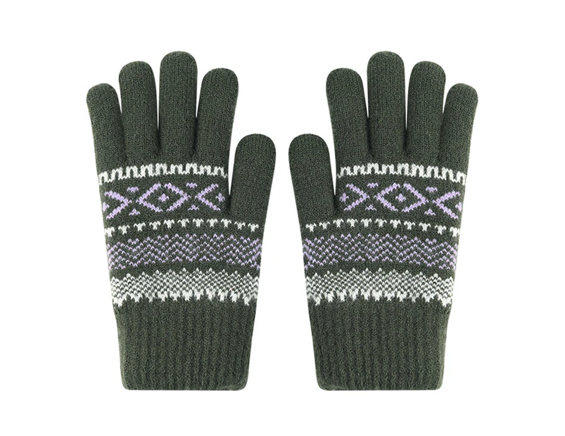 Women Girls Touch Screen Winter Gloves Soft Warm Knit Mittens,Dark Green