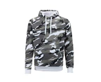 FIL Men's Military Camouflage Fleece Hoodie w Pockets - Grey Camo