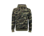 FIL Men's Military Camouflage Fleece Hoodie w Pockets - Green Camo