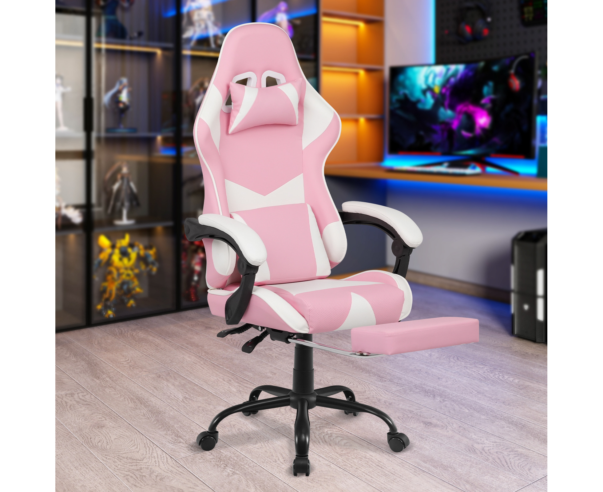 Gaming chair deals pink black